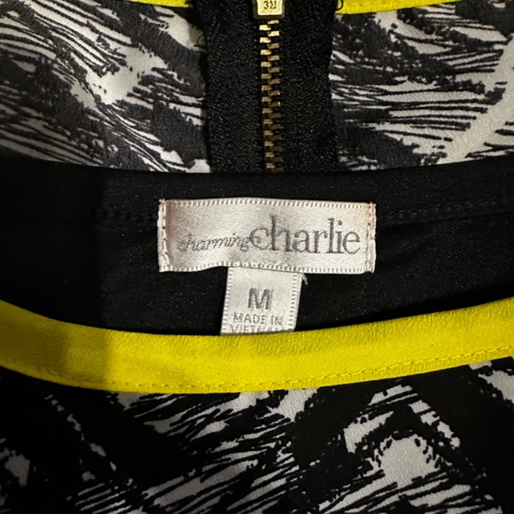 Charming Charlie Box Sleeve Black & Yellow Dress Size M - Picture 4 of 4